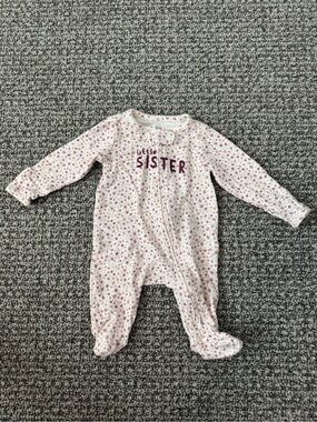 Carter’s ‘Little Sister’ Floral Pink Zipper Footie Pajama